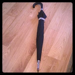 Jeweled full size black umbrella